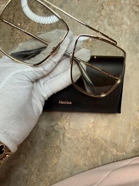 MaxMara Gold-Tone Oversized Square Sunglasses
